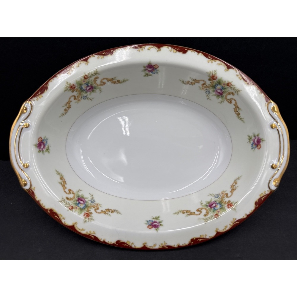 Vtg Harmony House‎ Japan Floral Gold Trim Oval Serving Platter Bowl